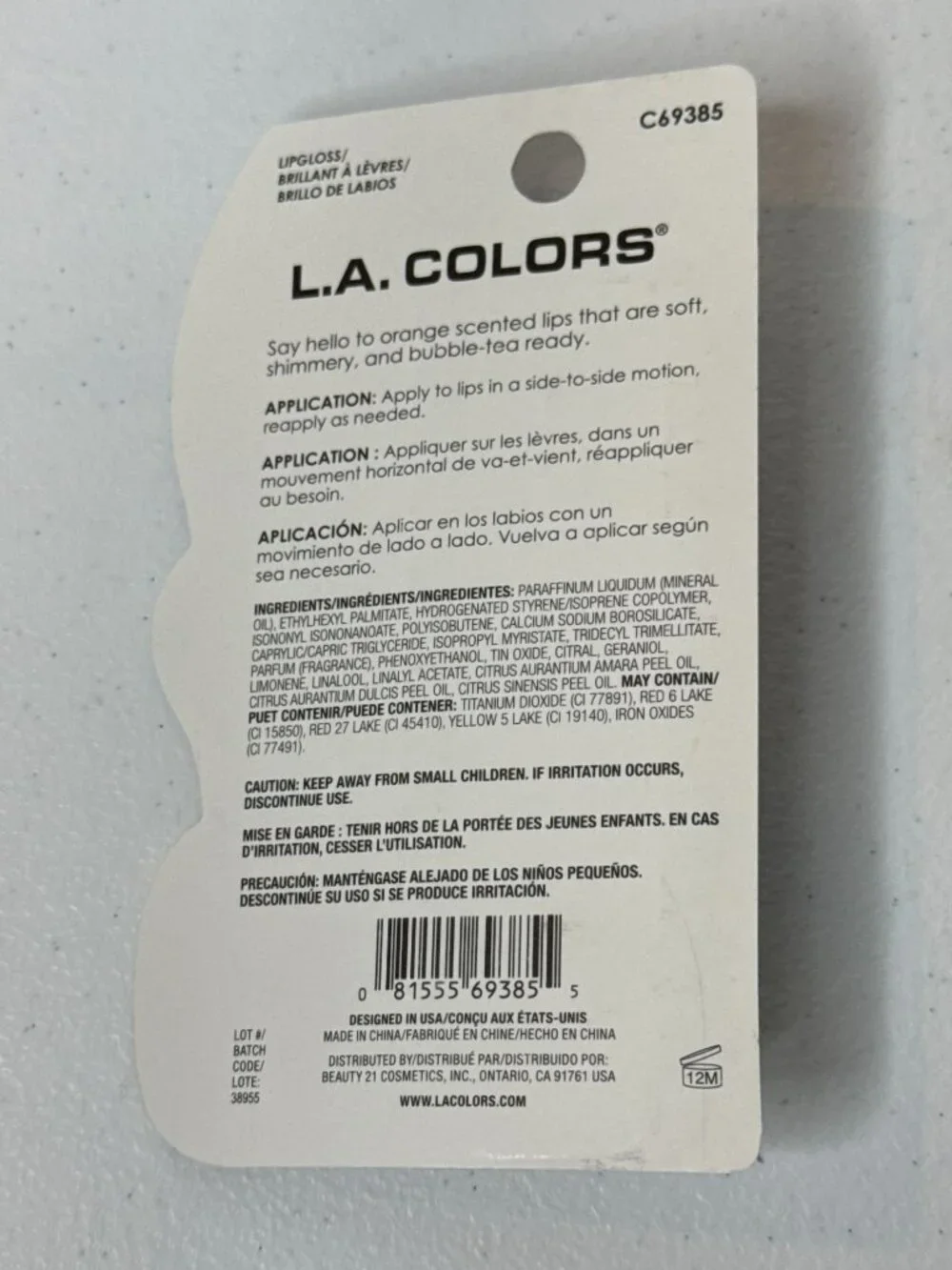 L.A. Colors Bubble Tea Shimmer Lip Gloss Its Poppin New